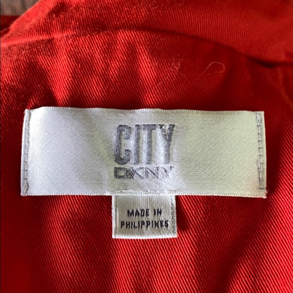 DKNY Bold Red /Orange Trench Coat - Picture 11 of 12